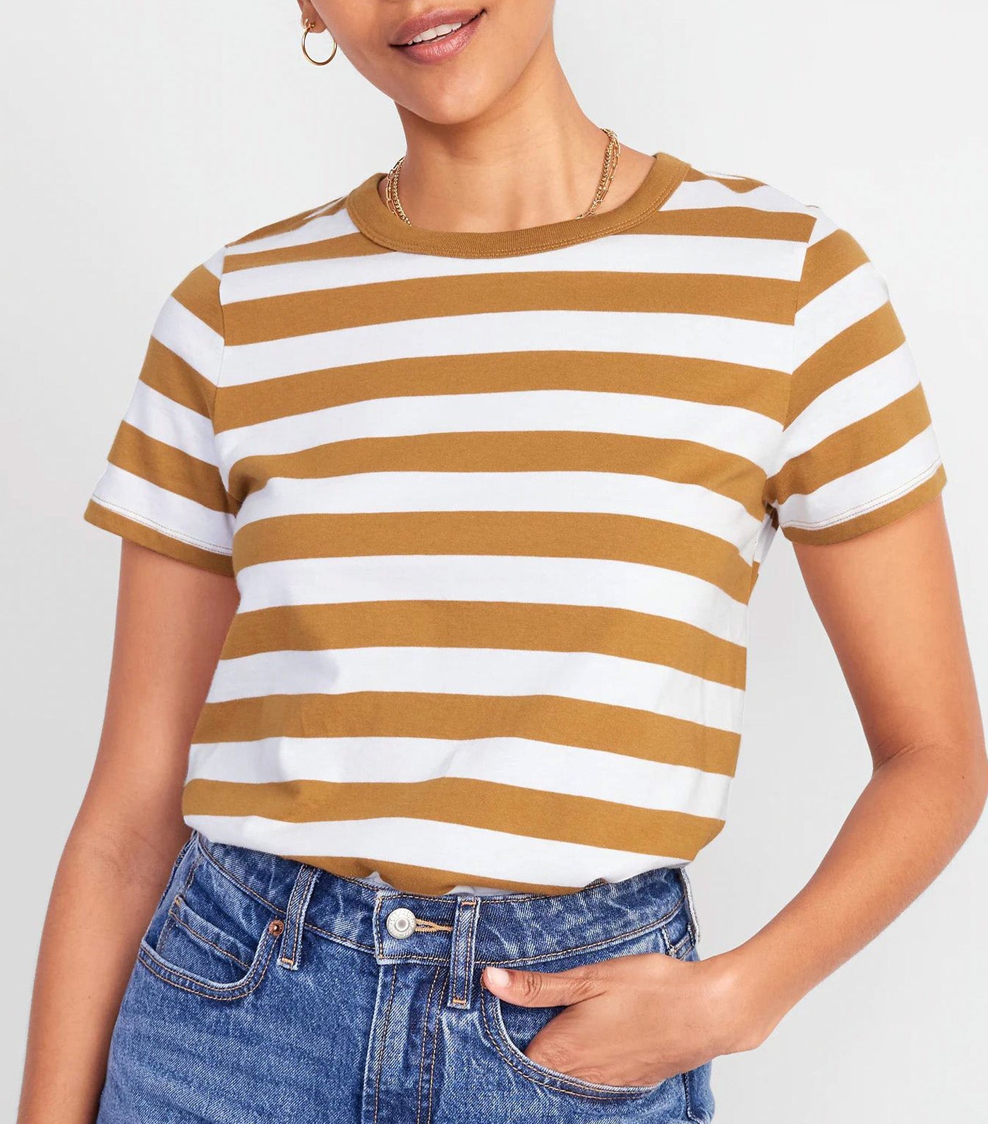 EveryWear Striped T-Shirt for Women Earth Brown Stripe