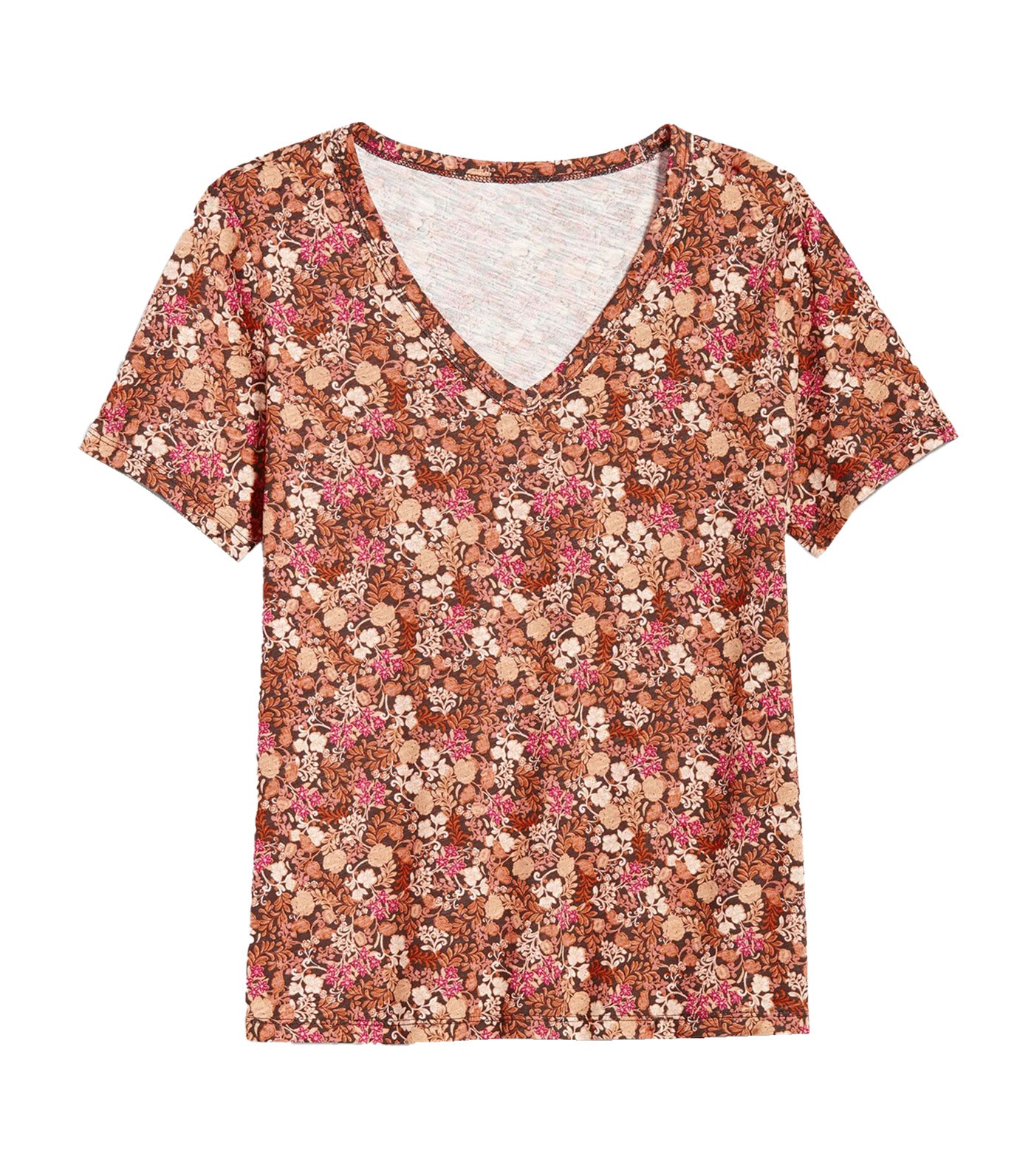 EveryWear Printed Slub-Knit T-Shirt for Women Red Floral