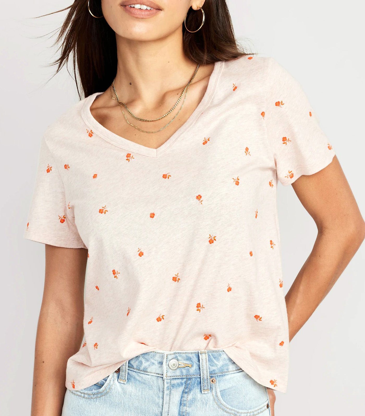 EveryWear V-Neck Printed T-Shirt for Women May Flowers