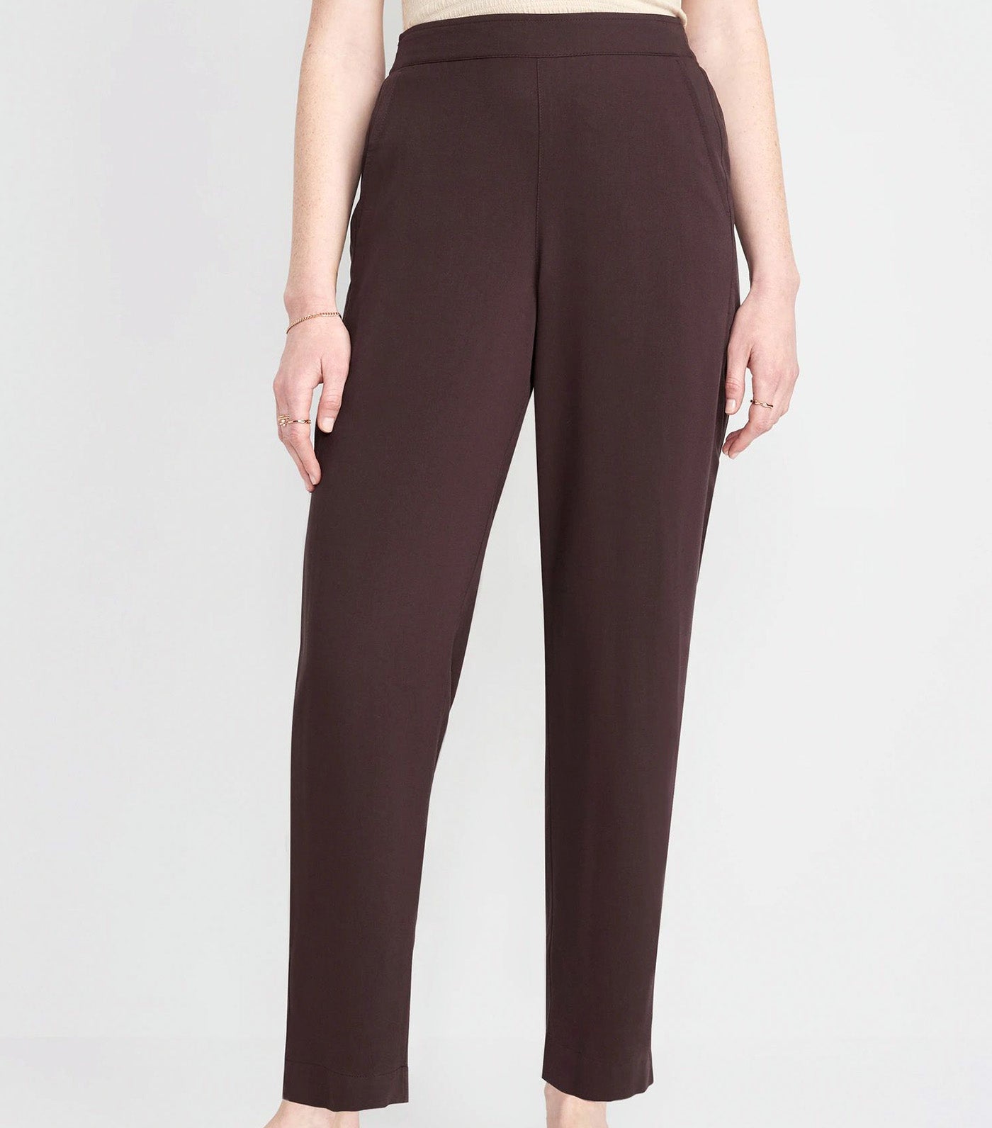 High-Waisted Soft Taper Pants for Women Plum Wine