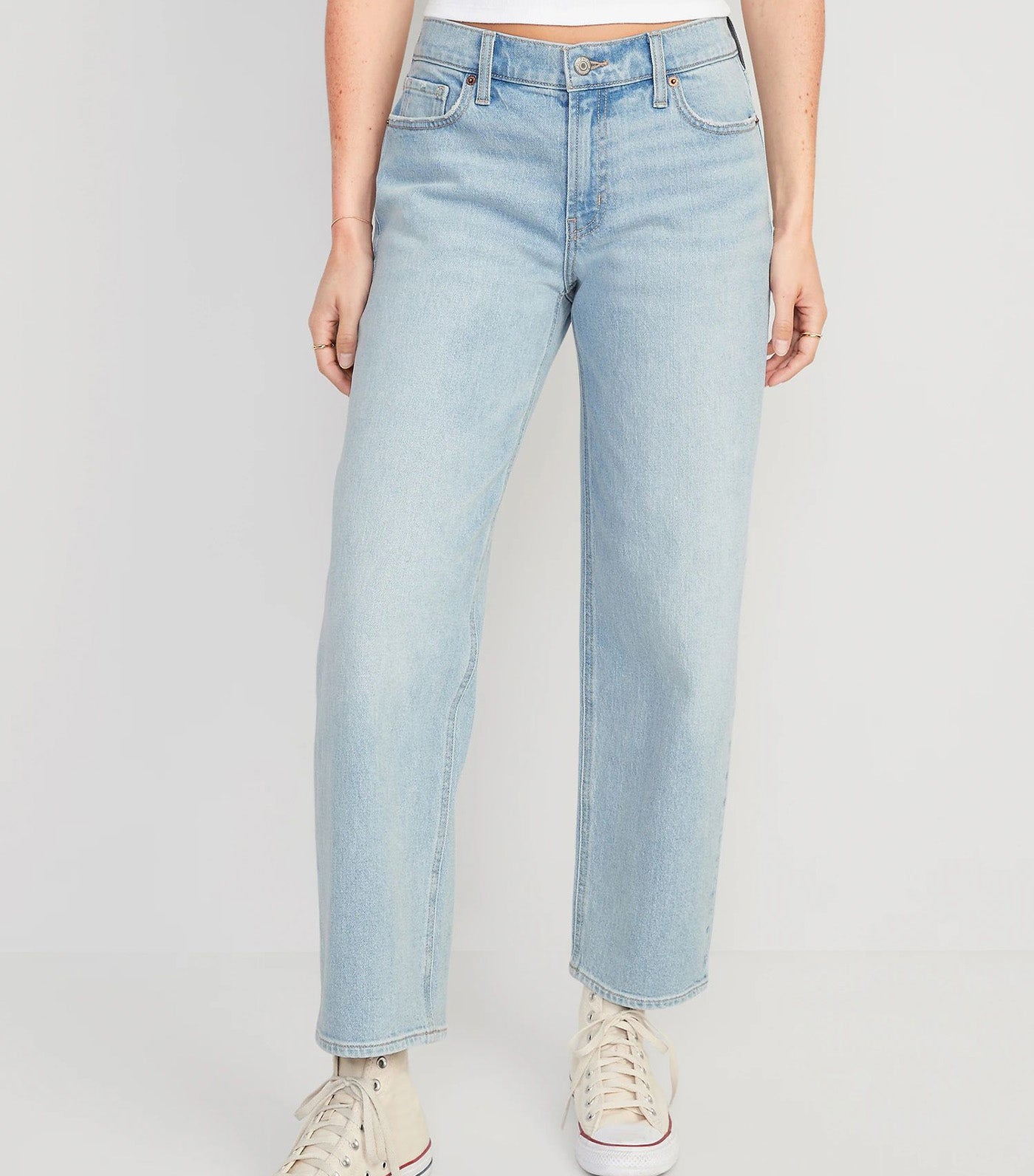 Mid-Rise Boyfriend Jeans for Women Vintage Worn