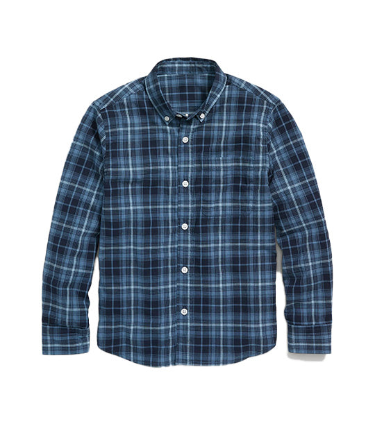 Patterned Poplin Built-In Flex Shirt for Boys Blue Plaid