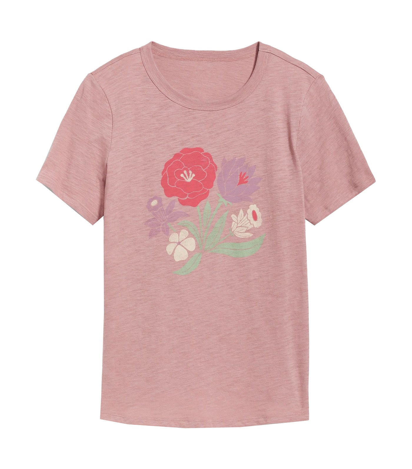 EveryWear Slub-Knit Graphic T-Shirt for Women Pink Salt