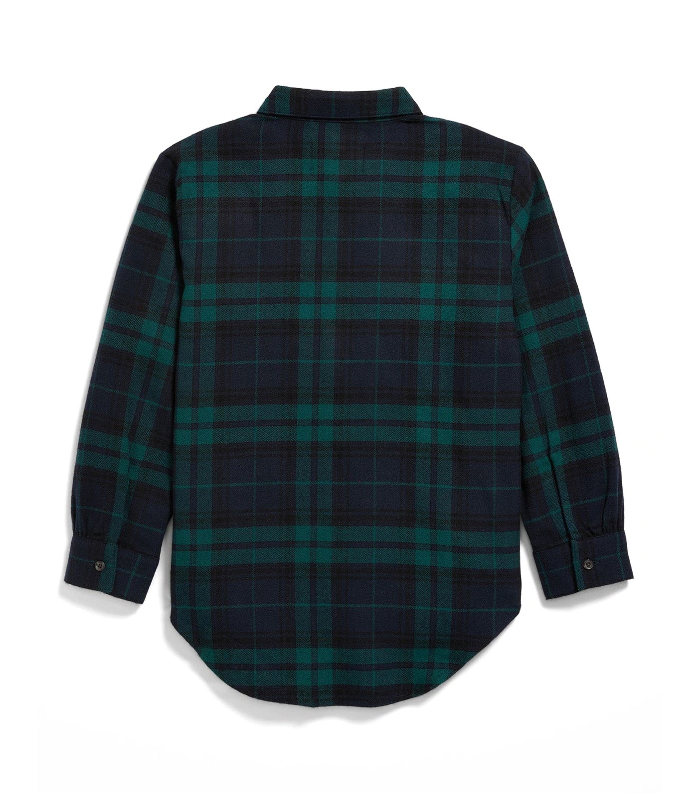 Cozy Long-Sleeve Button-Front Plaid Tunic Shirt for Girls Navy Tartan