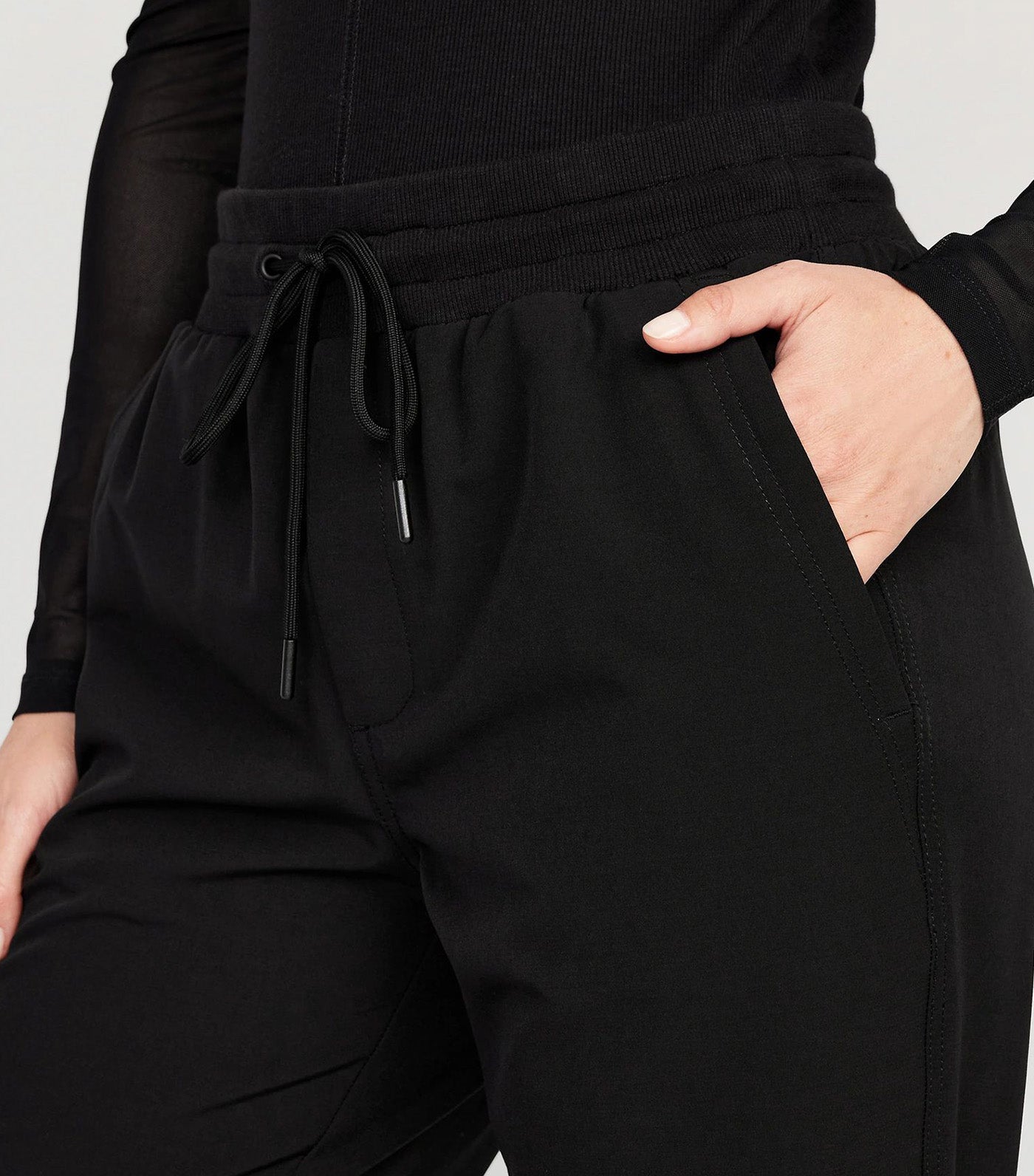 High-Waisted All-Seasons StretchTech Water-Repellent Jogger Pants for Women Black Jack