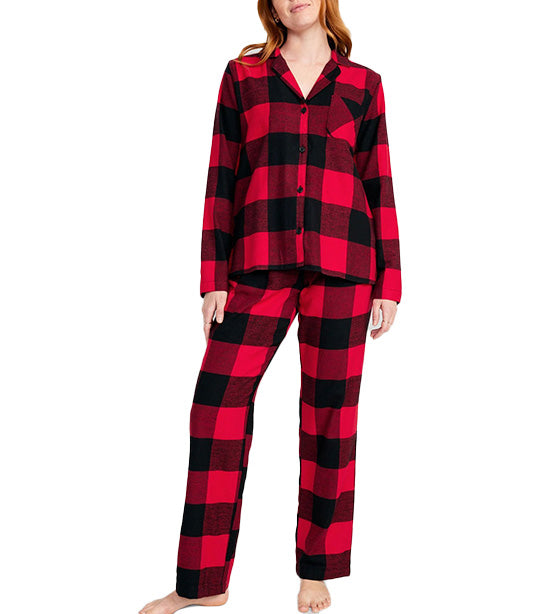 Matching Flannel Pajama Set for Women Red Buffalo Plaid