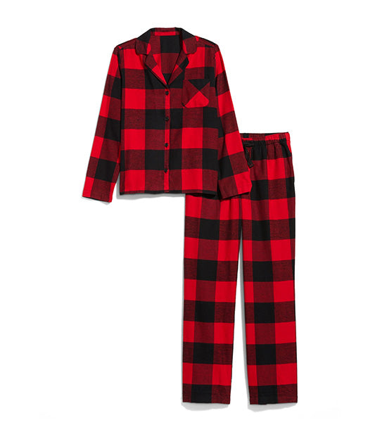 Matching Flannel Pajama Set for Women Red Buffalo Plaid
