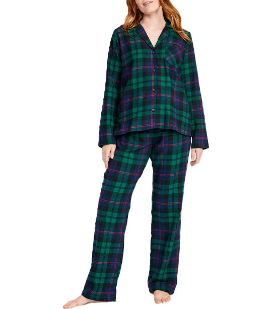 Matching Flannel Pajama Set for Women Black Watch