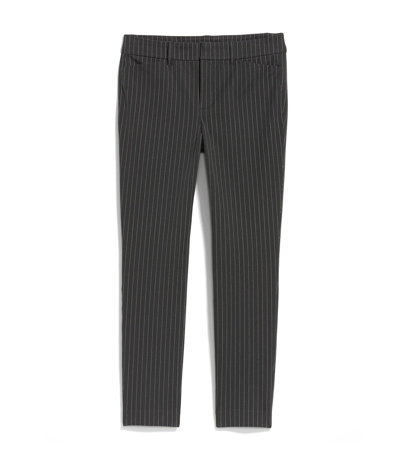 High-Waisted Pixie Skinny Ankle Pants for Women Gray Pinstripe