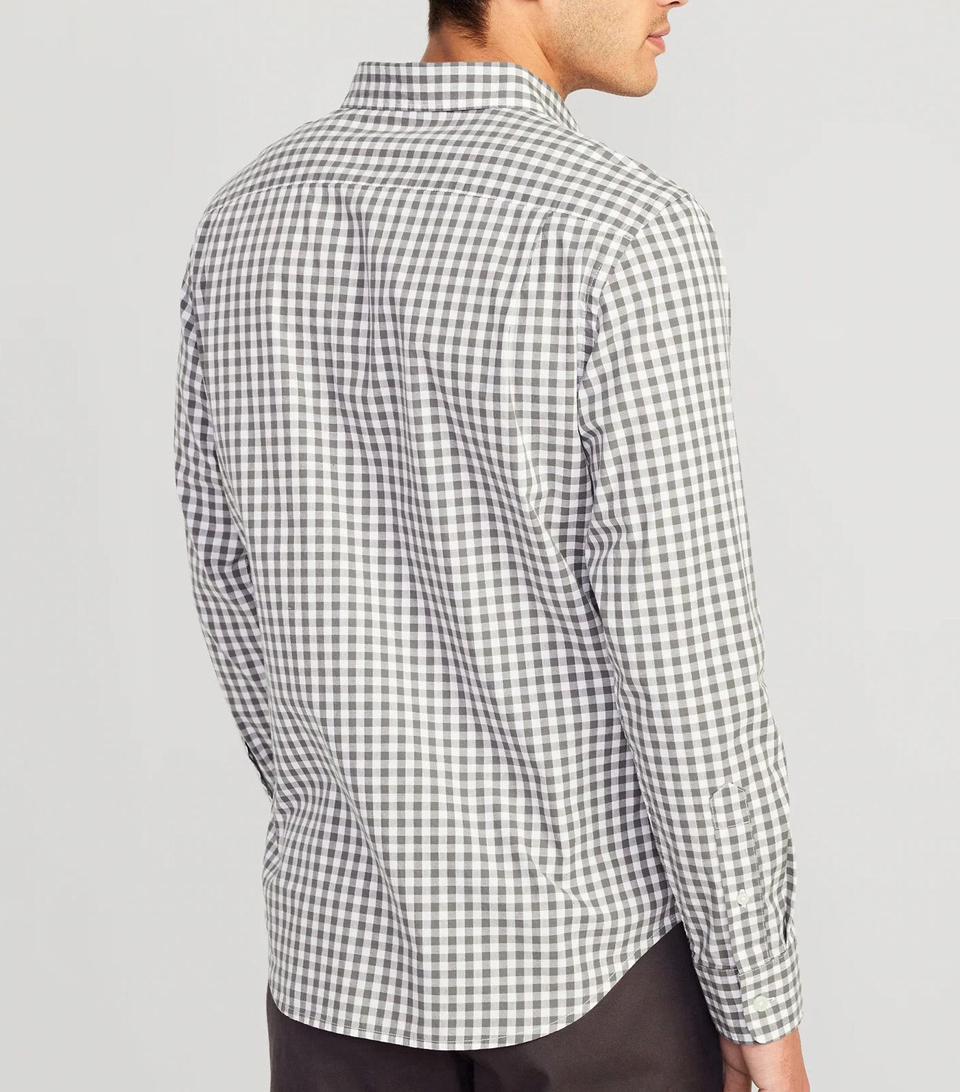 Regular-Fit Built-In Flex Everyday Shirt for Men Gray Gingham Jas