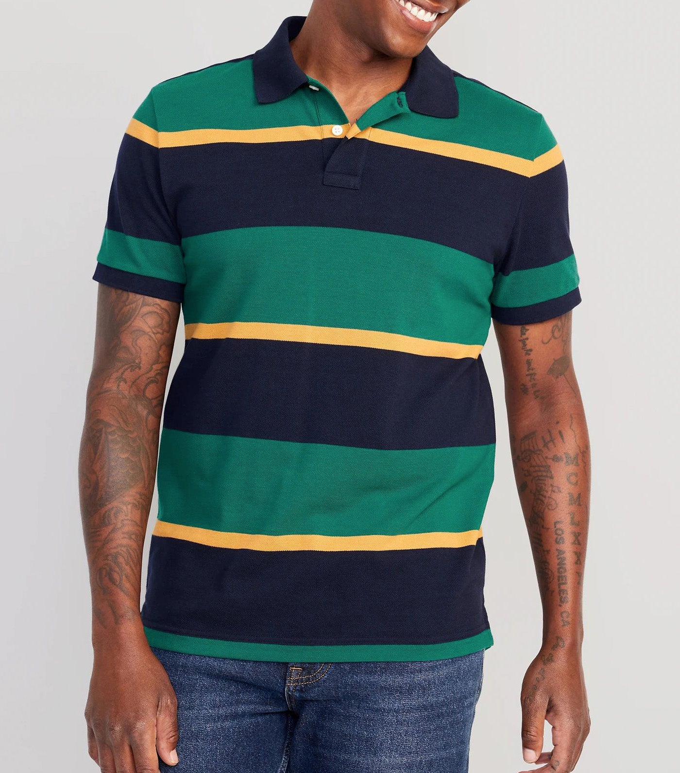 Classic Fit Pique Polo for Men Rugby Green