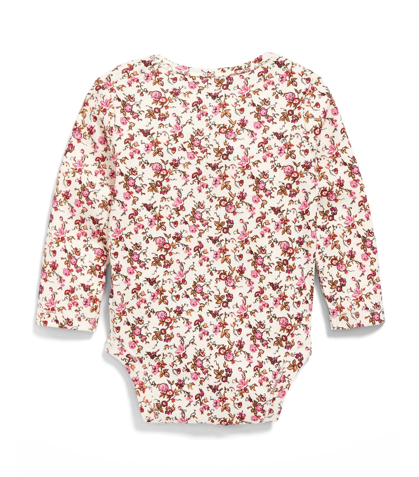 Unisex Long-Sleeve Printed Bodysuit for Baby Floral Painted