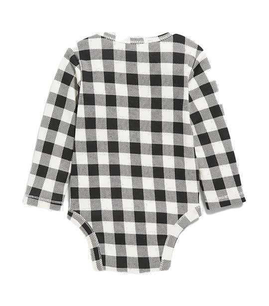 Unisex Long-Sleeve Printed Bodysuit for Baby Black Buffalo