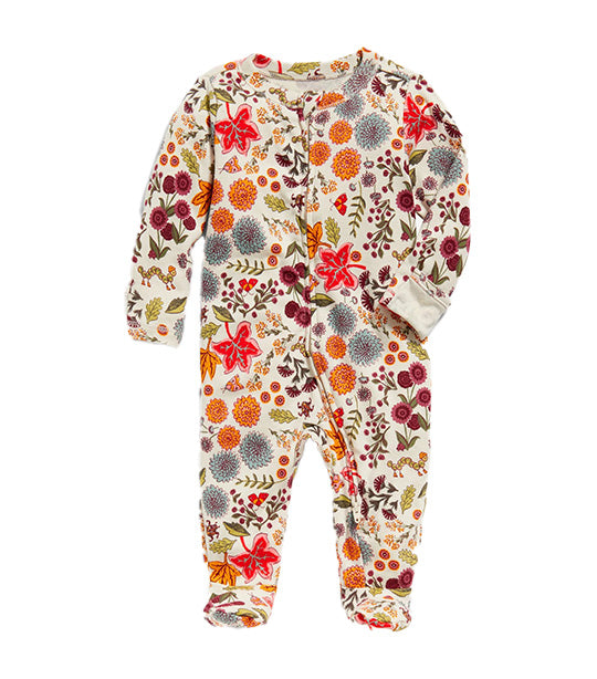 Unisex Printed Two-Way-Zip Sleep and Play Footed One-Piece for Baby Autumn Leaves