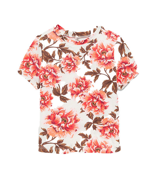 Short-Sleeve Printed T-Shirt for Toddler Girls Cream Floral