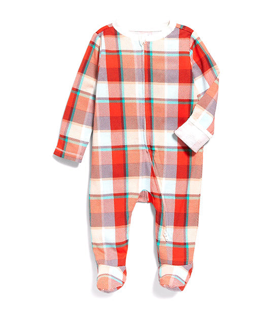 Unisex Sleep & Play 2-Way-Zip Footed One-Piece for Baby Large Red Plaid