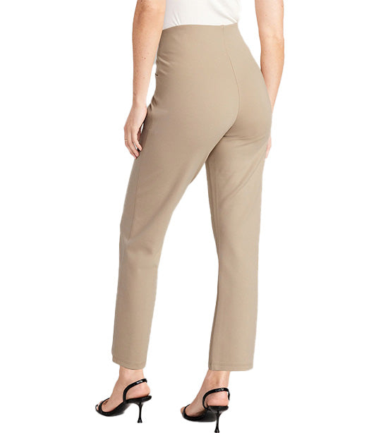 Extra High-Waisted Stevie Straight Taper Ankle Pants for Women Mocha Taffy