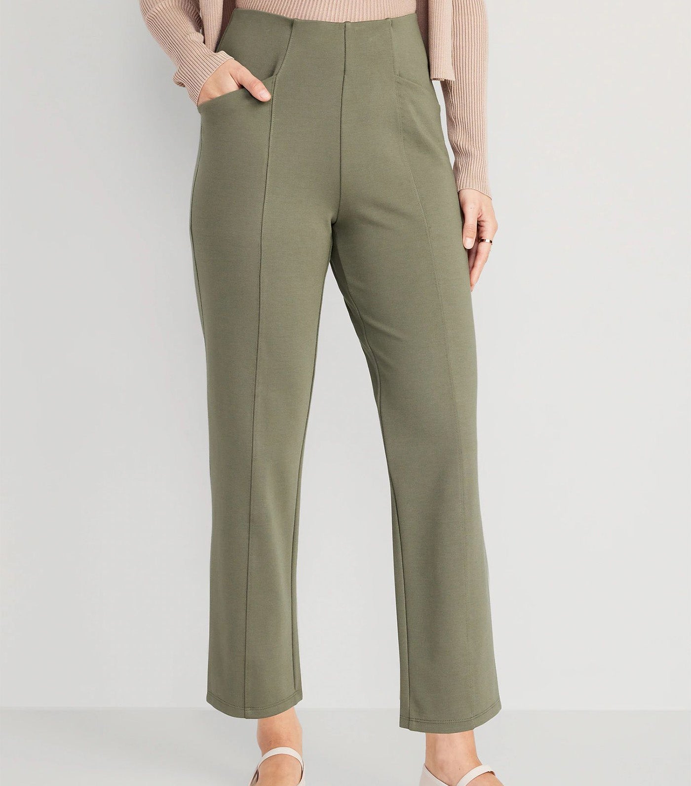 Extra High-Waisted Stevie Straight Taper Ankle Pants for Women Stone Wall