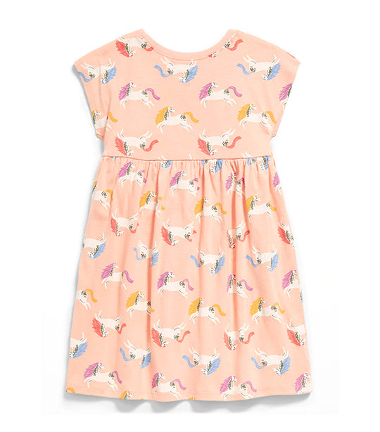 Dolman-Sleeve Fit & Flare Dress for Toddler Girls Pink Unicorn