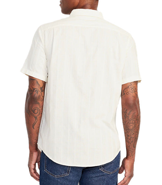 Everyday Short-Sleeve Dobby Shirt for Men White Dobby
