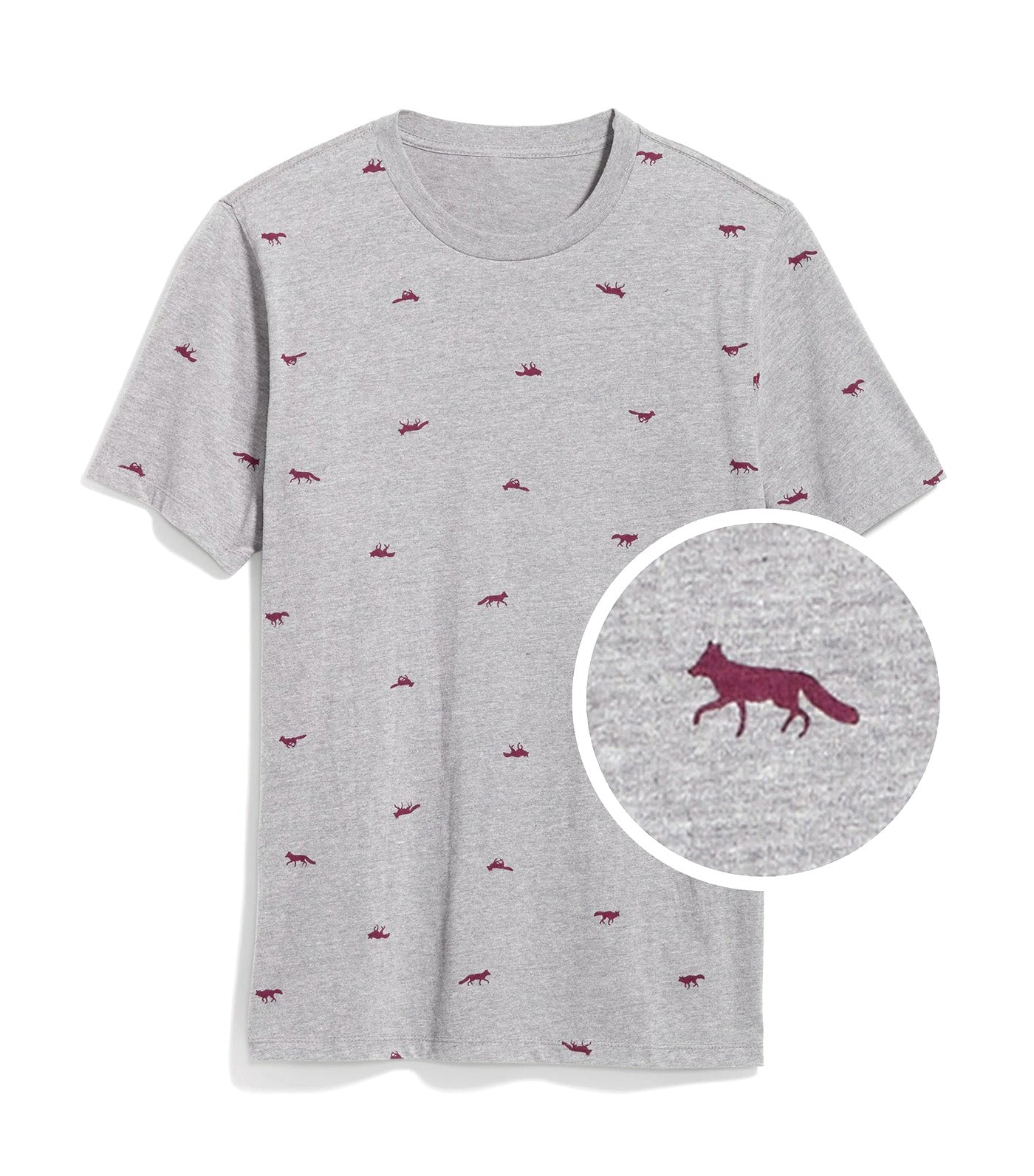Soft-Washed Printed Crew-Neck T-Shirt for Men Foxes