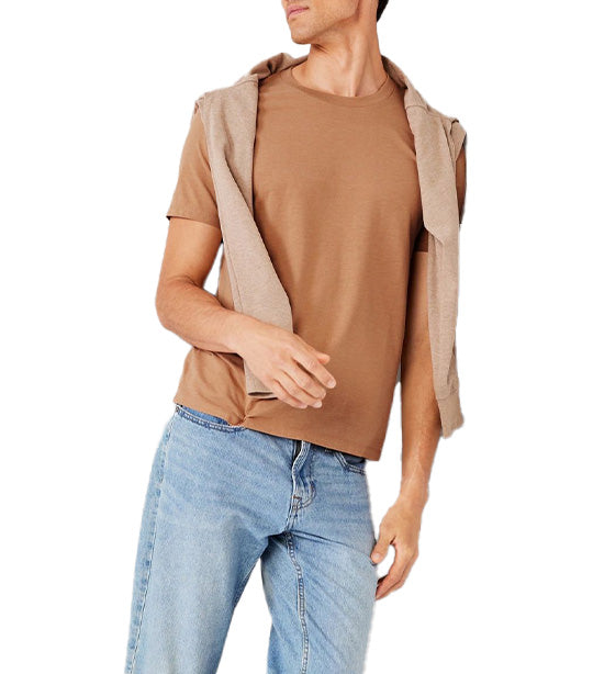 Soft-Washed Crew-Neck T-Shirt for Men Caramelized Toffee