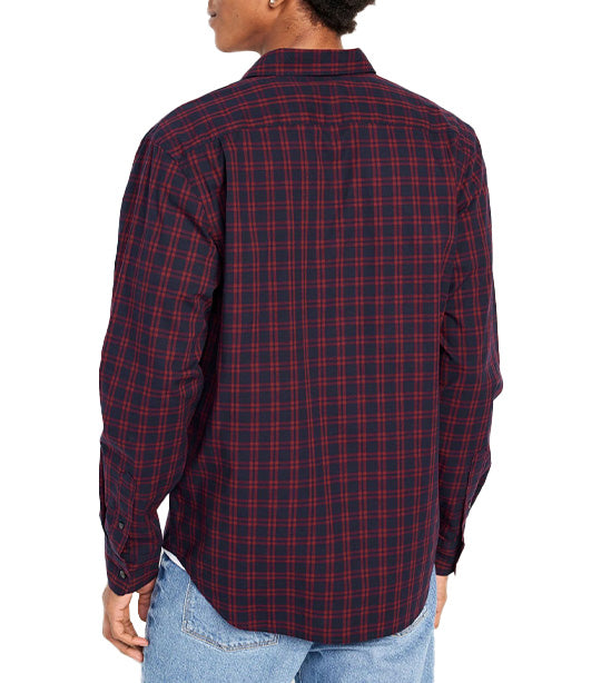 Regular-Fit Built-In Flex Everyday Shirt for Men Navy/Red Plaid