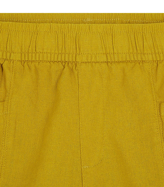 High-Waisted Linen-Blend Shorts for Women 3.5-inch Inseam Golden Olive