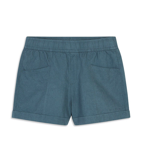 High-Waisted Linen-Blend Shorts for Women 3.5-inch Inseam Jade Shadow