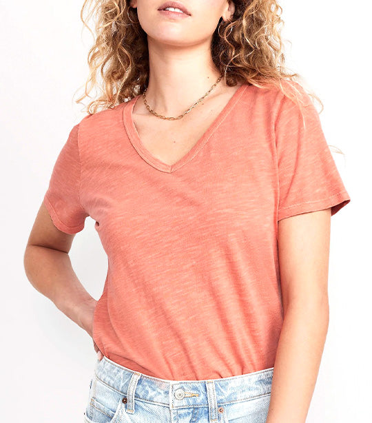 EveryWear V-Neck Slub-Knit T-Shirt for Women Starfish