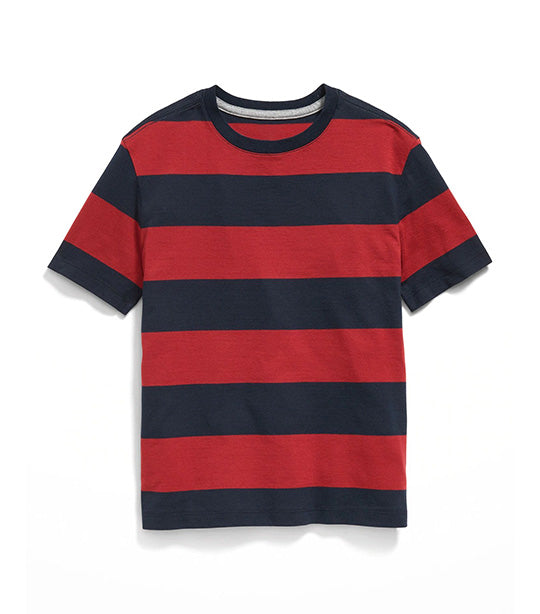 Softest Short-Sleeve Striped T-Shirt for Boys Red Stripe