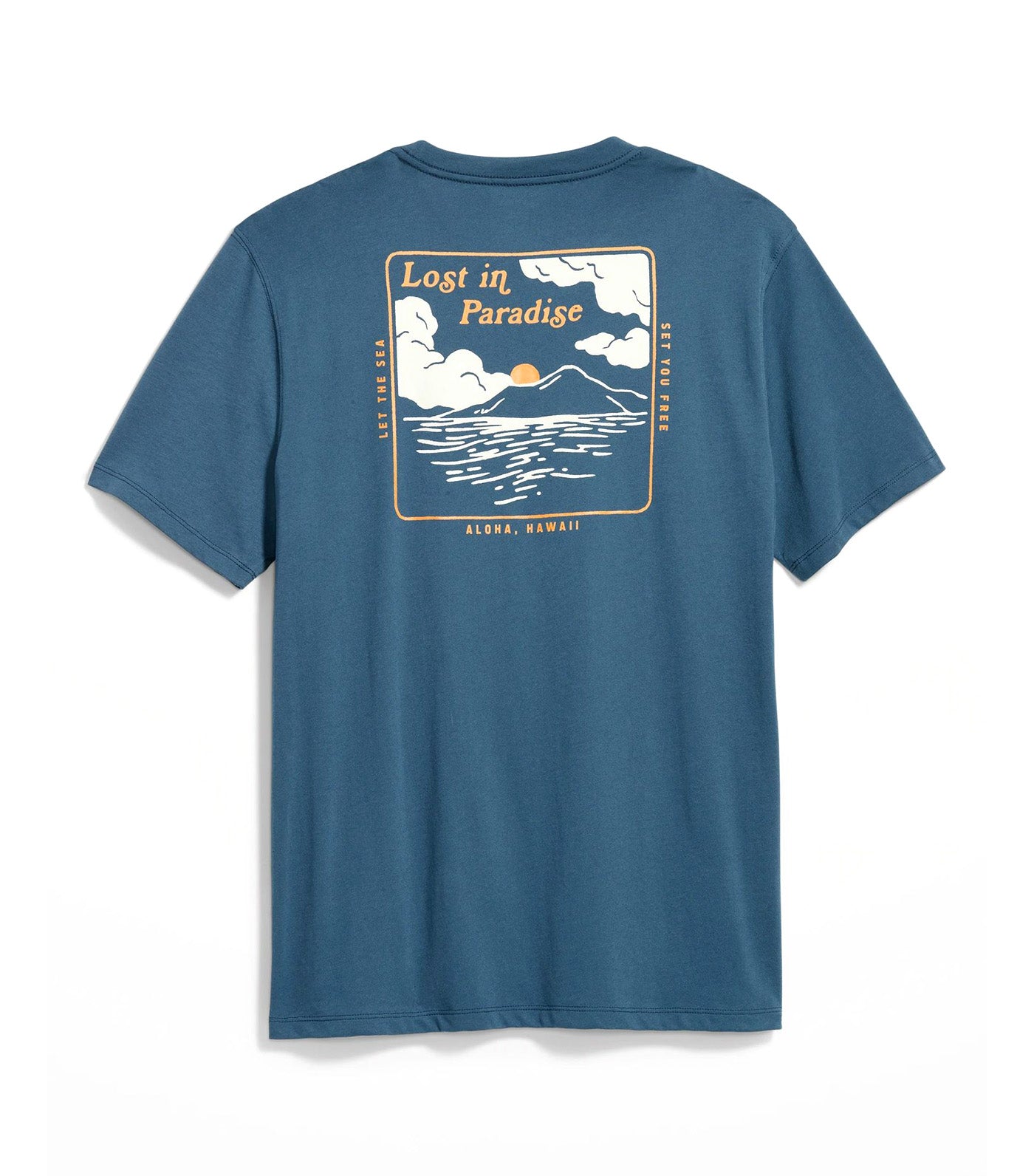 Soft-Washed Graphic T-Shirt for Men Batik Blue