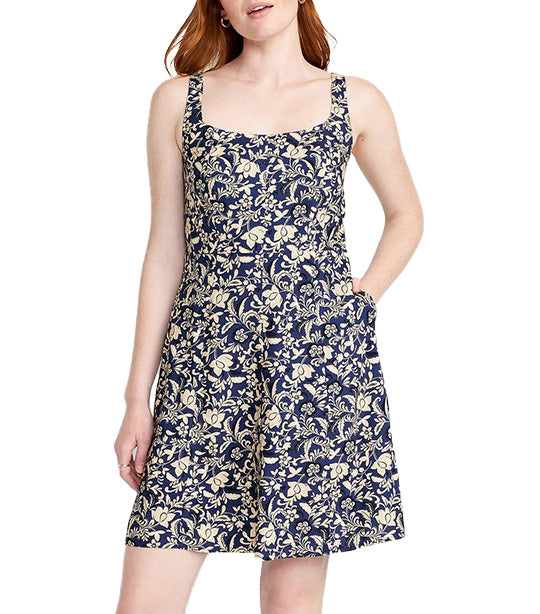 Fit & Flare Cami Mini Dress for Women Blue Floral