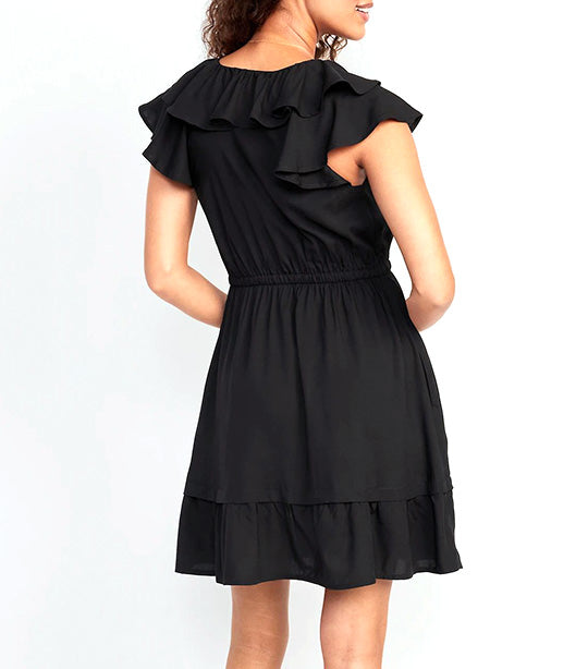 Waist-Defined Ruffle-Trim Mini Dress for Women Blackjack Jas