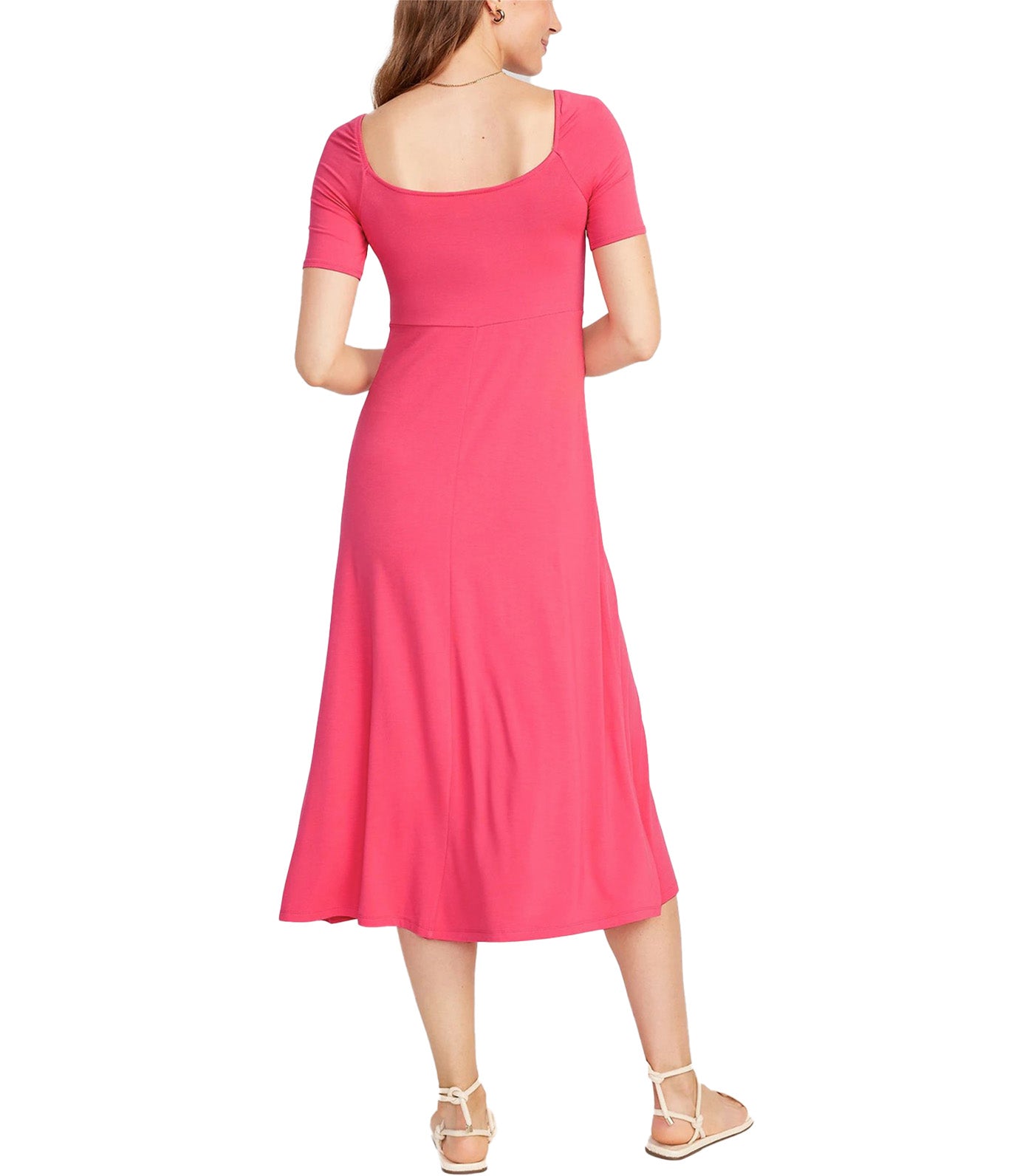 Fit & Flare Cutout-Front Midi Dress for Women Lady Guava