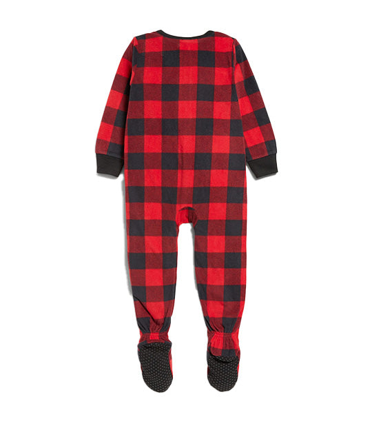 Matching Unisex Two-Way-Zip Microfleece Pajama One-Piece for Toddler and Baby Red Buffalo Check