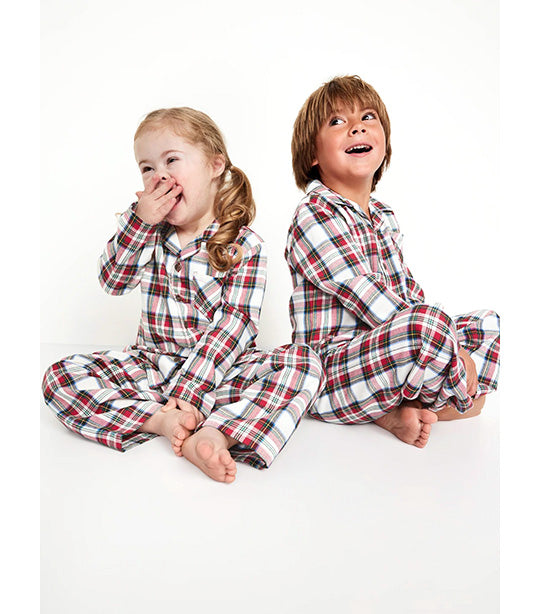 Old Navy Kids Unisex Pajama Set for Toddler Baby White Tartan