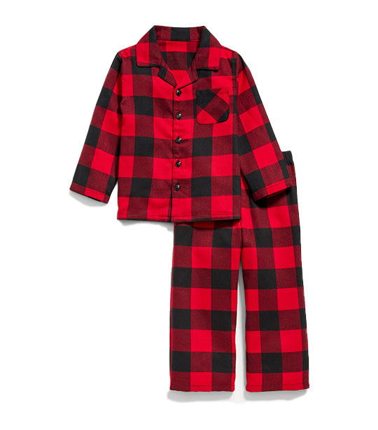 Unisex Pajama Set for Toddler and Baby Red Buffalo Check