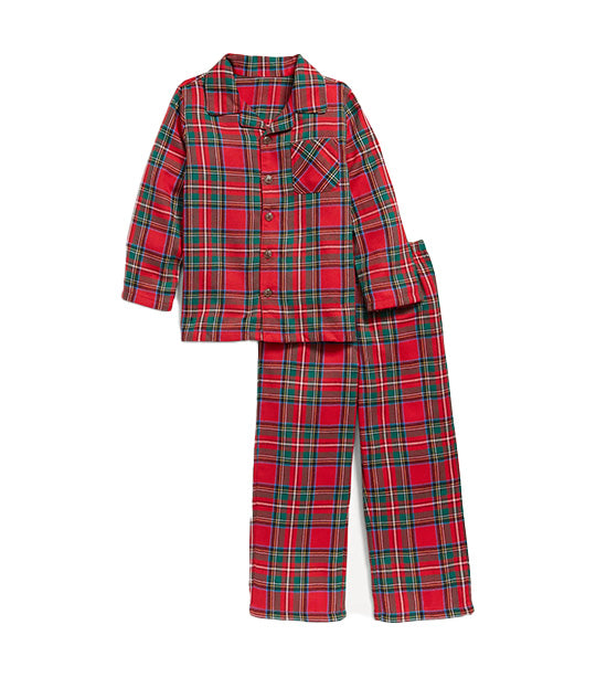 Unisex Pajama Set for Toddler and Baby Red Tartan