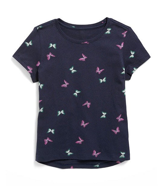 Softest Short-Sleeve Printed T-Shirt for Girls In The Navy
