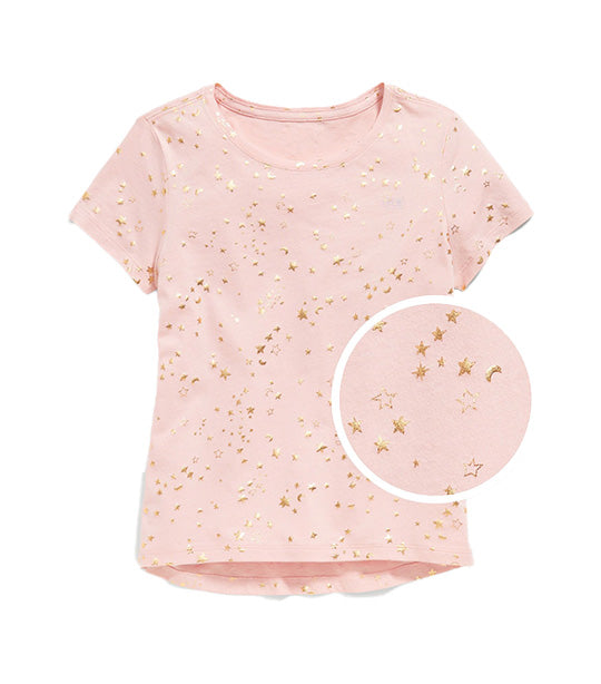 Softest Short-Sleeve Printed T-Shirt for Girls Abalone