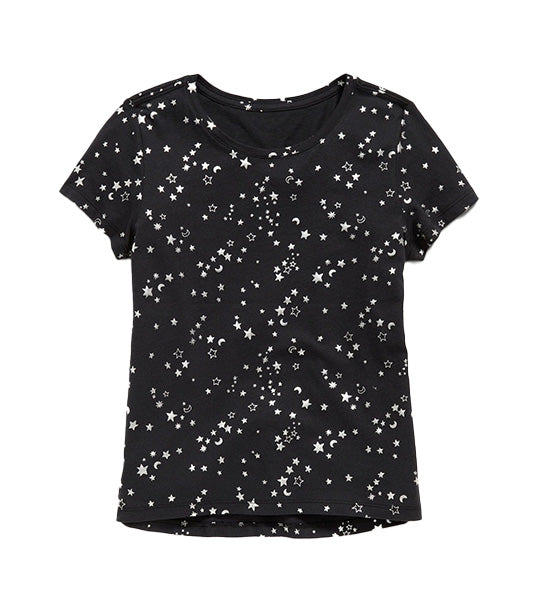 Softest Short-Sleeve Printed T-Shirt for Girls Black Jack