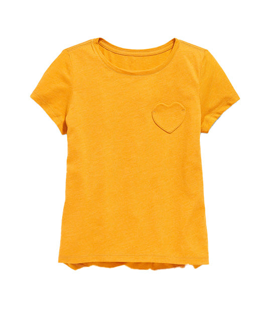 Softest Short-Sleeve Heart-Pocket T-Shirt for Girls Golden Arrow