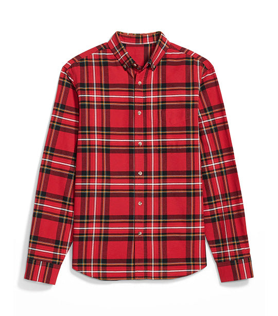 Regular-Fit Everyday Oxford Shirt for Men Red Tartan