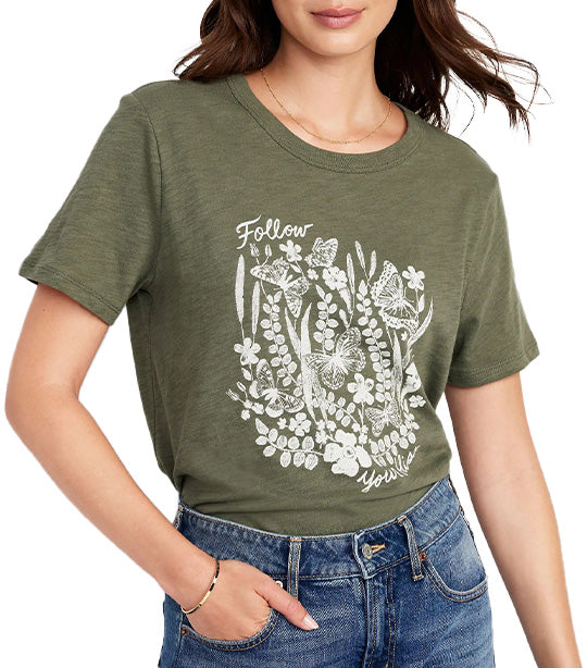 EveryWear Slub-Knit Graphic T-Shirt for Women Alpine Tundra
