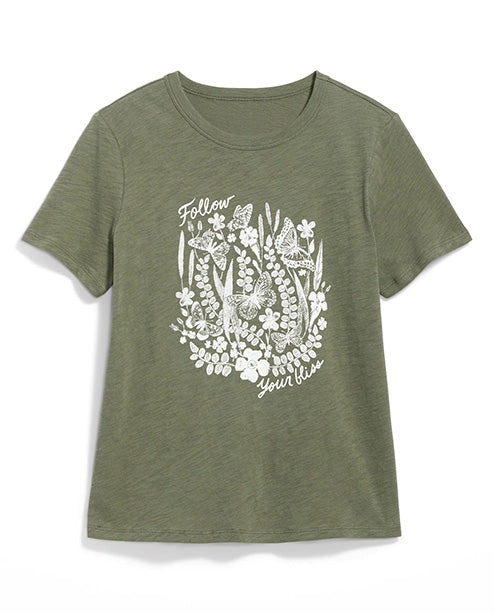 EveryWear Slub-Knit Graphic T-Shirt for Women Alpine Tundra