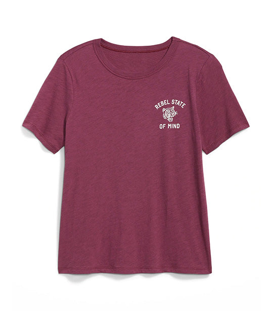 EveryWear Slub-Knit Graphic T-Shirt for Women Red Red Wine