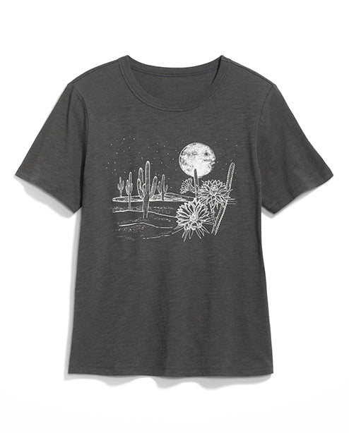 EveryWear Slub-Knit Graphic T-Shirt for Women Panther