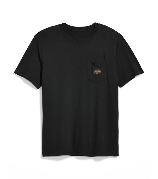 Soft-Washed Graphic Pocket T-Shirt for Men Black Jack