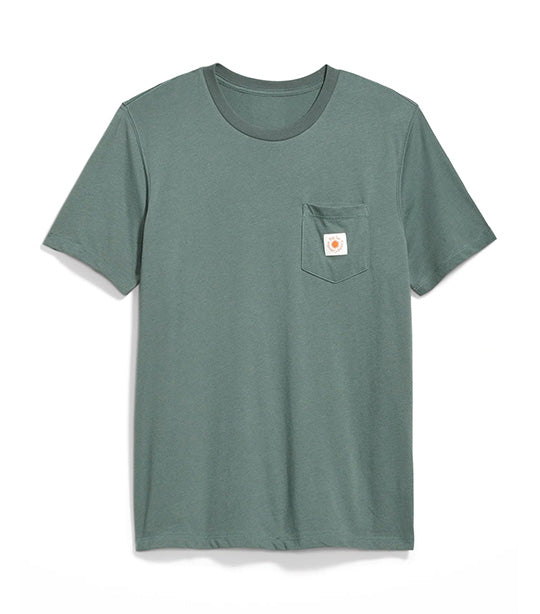 Soft-Washed Graphic Pocket T-Shirt for Men Terrestrial Green